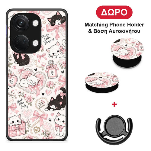 Pink Bows and Kittens Collage - OnePlus Nord 3 θήκη + Δώρο Phone Holder & Βάση Αυτοκινήτου