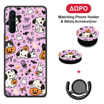Halloween Puppies and Friends on Lilac - OnePlus Nord 5G θήκη + Δώρο Phone Holder & Βάση Αυτοκινήτου