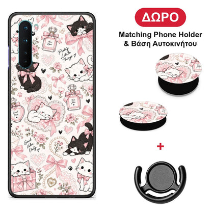 Pink Bows and Kittens Collage - OnePlus Nord 5G θήκη + Δώρο Phone Holder & Βάση Αυτοκινήτου