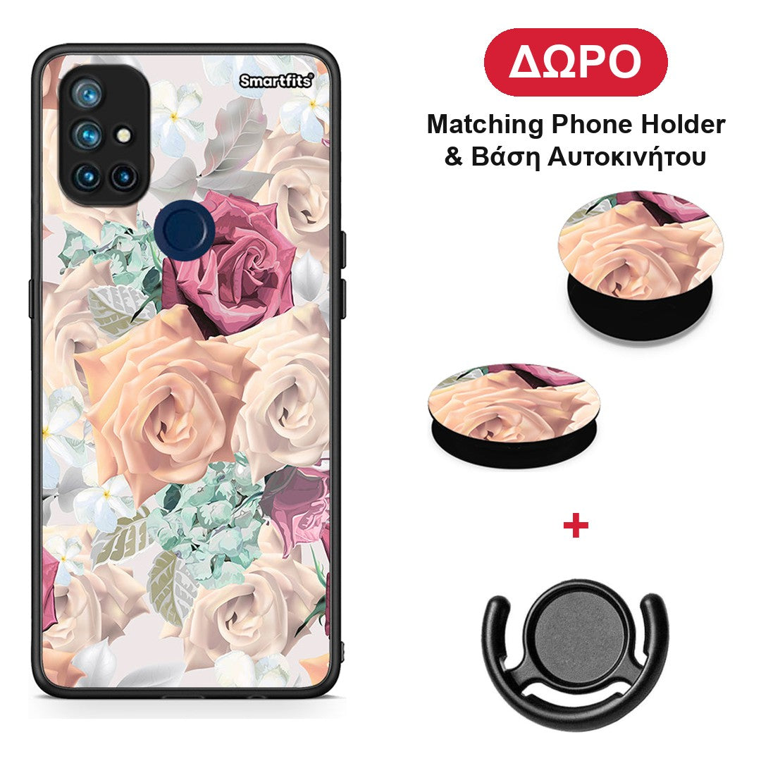 Floral Bouquet - OnePlus Nord N10 5G θήκη + Δώρο Phone Holder & Βάση Αυτοκινήτου
