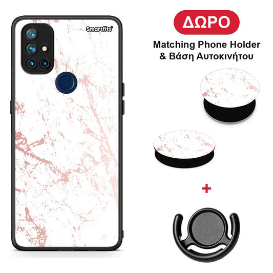 Marble Pink Splash - OnePlus Nord N10 5G θήκη + Δώρο Phone Holder & Βάση Αυτοκινήτου