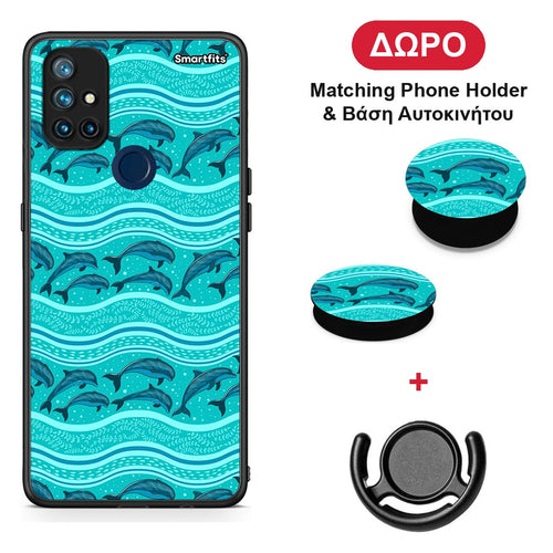 Swimming Dolphins - OnePlus Nord N10 5G θήκη + Δώρο Phone Holder & Βάση Αυτοκινήτου