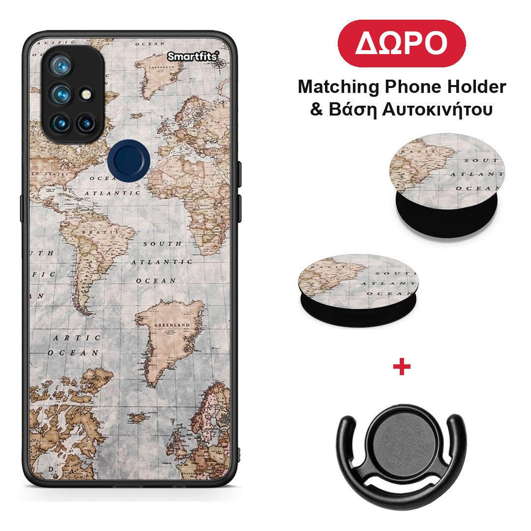 World Map - OnePlus Nord N10 5G θήκη + Δώρο Phone Holder & Βάση Αυτοκινήτου