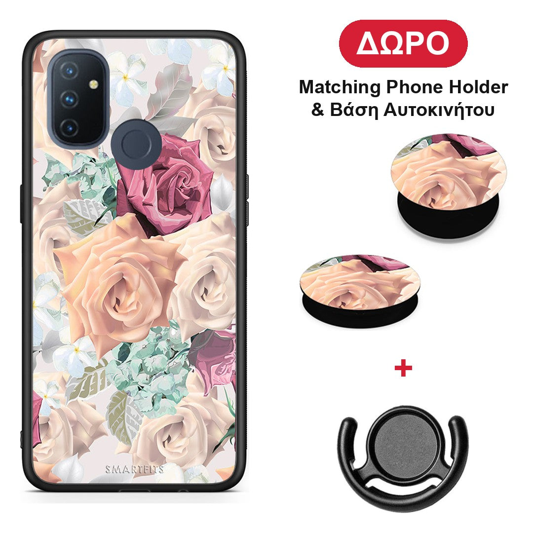 Floral Bouquet - OnePlus Nord N100 θήκη + Δώρο Phone Holder & Βάση Αυτοκινήτου