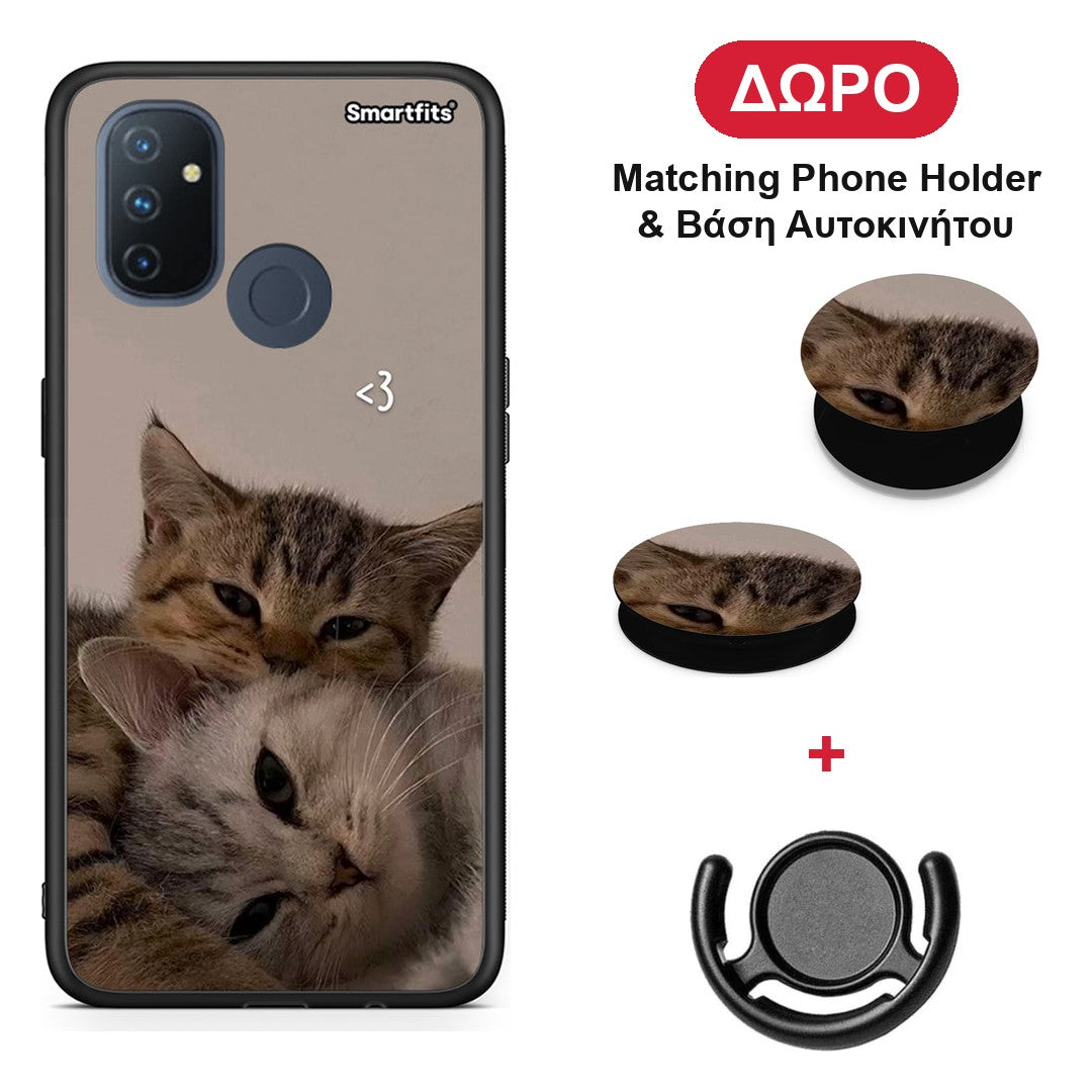 Cats In Love - OnePlus Nord N100 θήκη + Δώρο Phone Holder & Βάση Αυτοκινήτου
