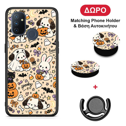 Halloween Puppies and Friends on Cream - OnePlus Nord N100 θήκη + Δώρο Phone Holder & Βάση Αυτοκινήτου