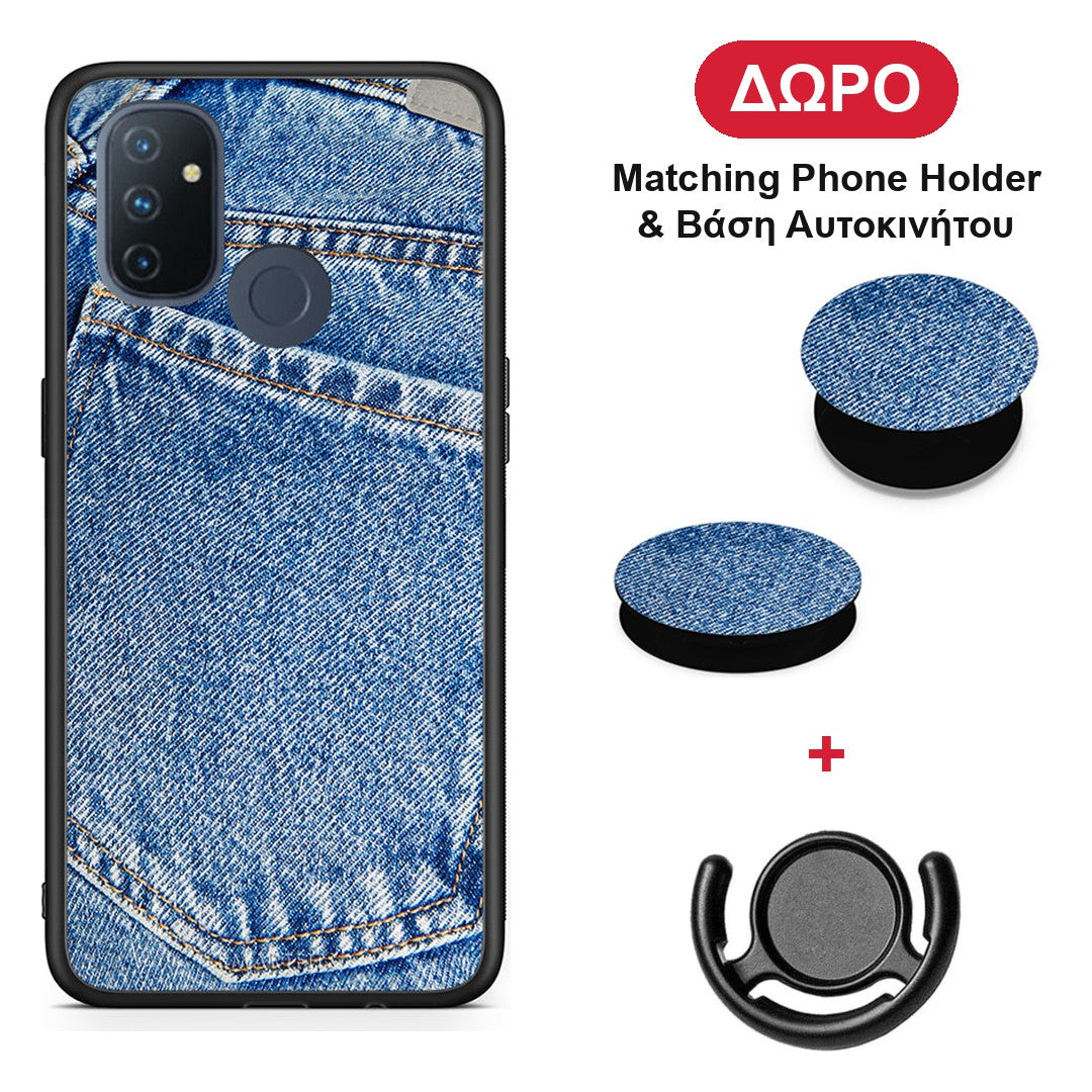 Jeans Pocket - OnePlus Nord N100 θήκη + Δώρο Phone Holder & Βάση Αυτοκινήτου
