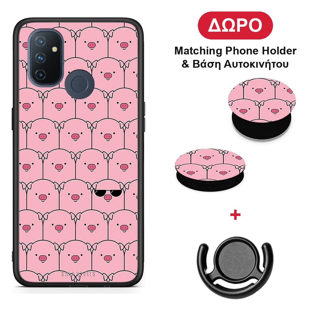 Pig Glasses - OnePlus Nord N100 θήκη + Δώρο Phone Holder & Βάση Αυτοκινήτου