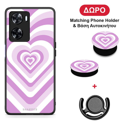 Lilac Hearts - OnePlus Nord N20 SE θήκη + Δώρο Phone Holder & Βάση Αυτοκινήτου