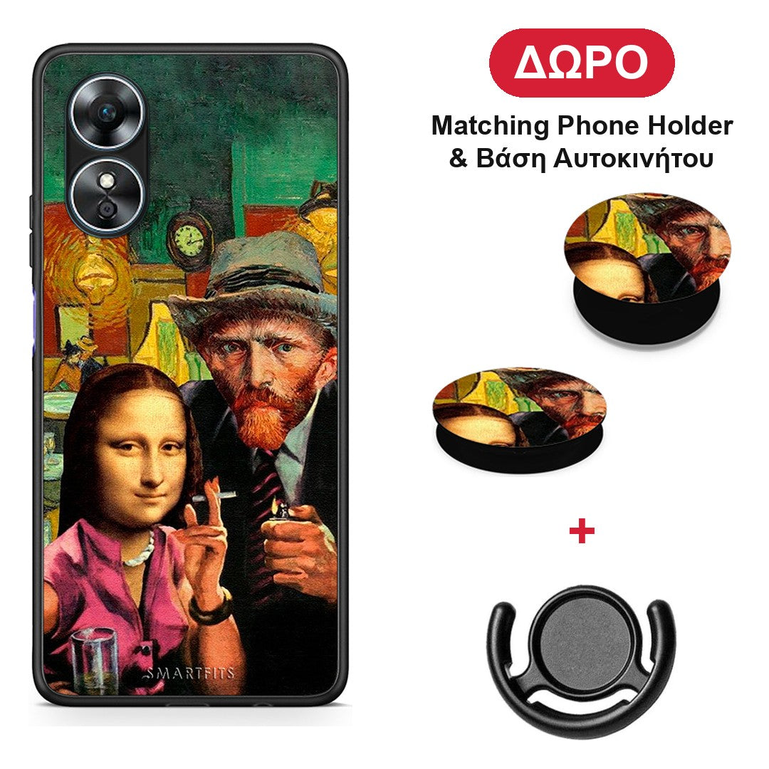Funny Art - Oppo A17 θήκη + Δώρο Phone Holder & Βάση Αυτοκινήτου