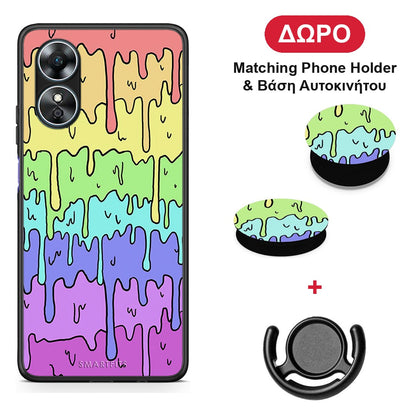 Melting Rainbow - Oppo A17 θήκη + Δώρο Phone Holder & Βάση Αυτοκινήτου