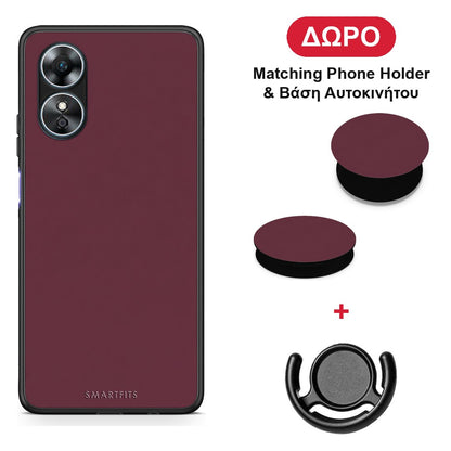 Muted Burgundy - Oppo A17 θήκη + Δώρο Phone Holder & Βάση Αυτοκινήτου