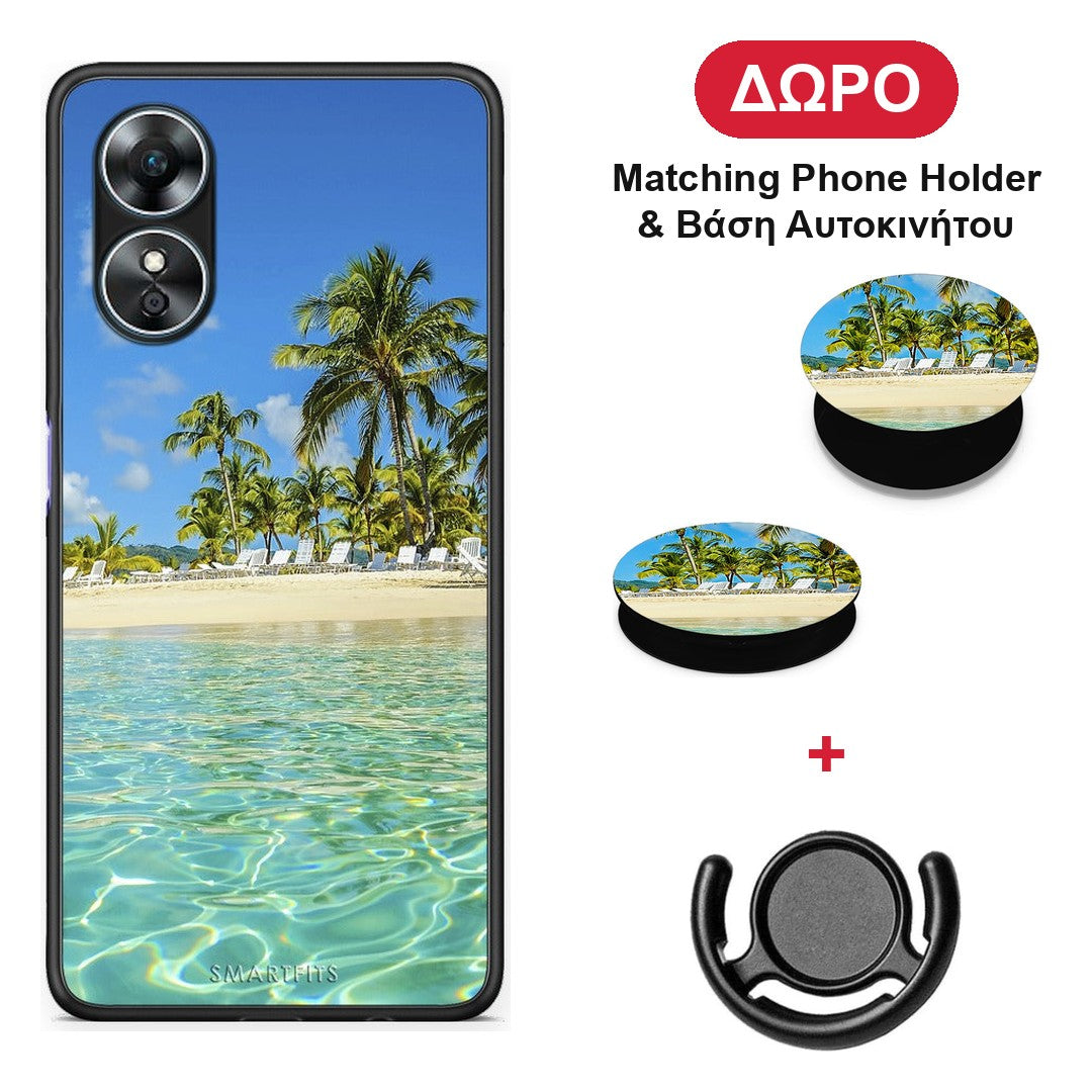 Tropical Vibes - Oppo A17 θήκη + Δώρο Phone Holder & Βάση Αυτοκινήτου