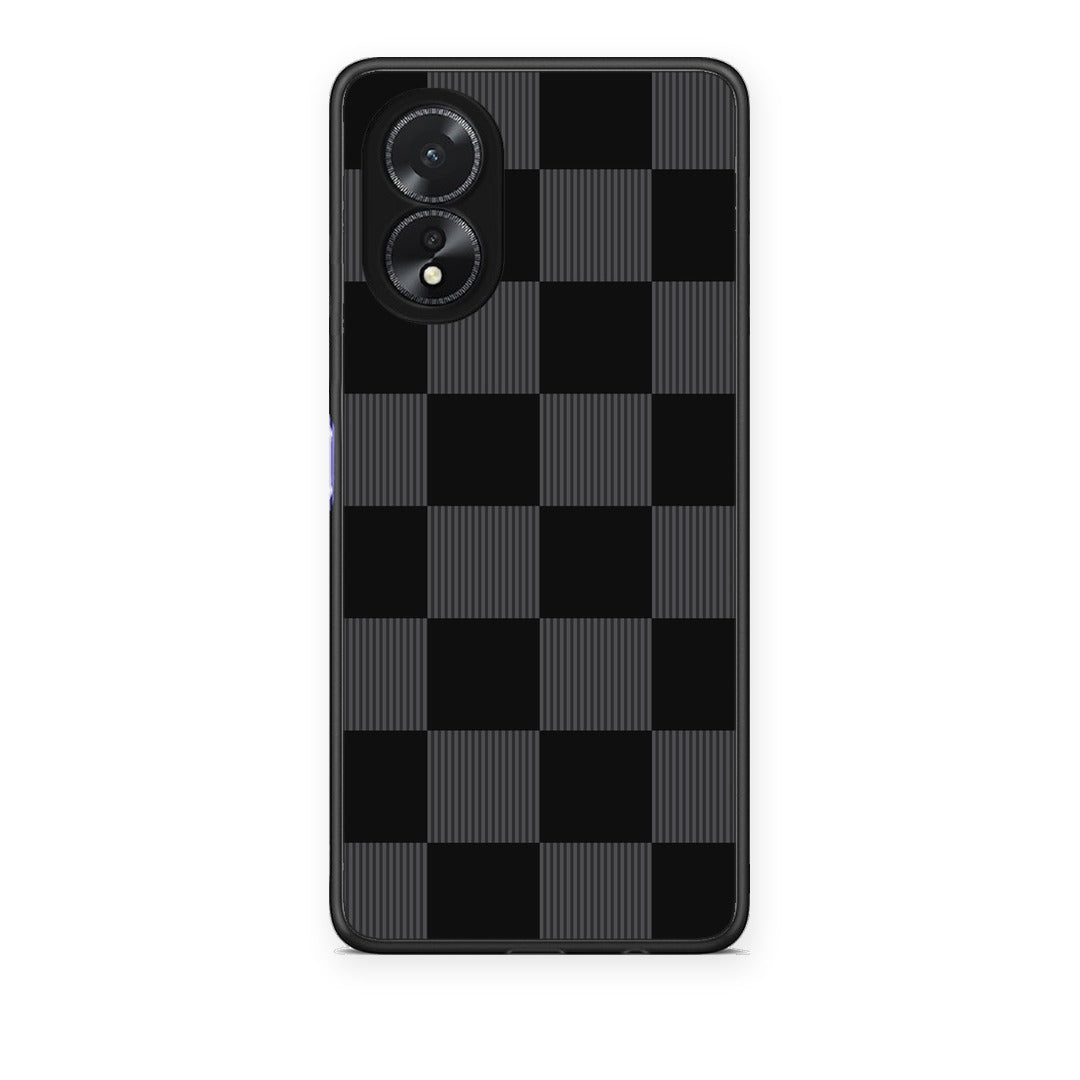 Θήκη Oppo A18 Black and Charcoal Striped Checks από τη Smartfits με σχέδιο στο πίσω μέρος και μαύρο περίβλημα | Oppo A18 Black and Charcoal Striped Checks case with colorful back and black bezels