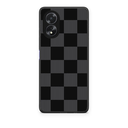 Θήκη Oppo A18 Black and Charcoal Striped Checks από τη Smartfits με σχέδιο στο πίσω μέρος και μαύρο περίβλημα | Oppo A18 Black and Charcoal Striped Checks case with colorful back and black bezels