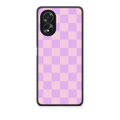 Θήκη Oppo A18 Lavender and Pink Checkerboard από τη Smartfits με σχέδιο στο πίσω μέρος και μαύρο περίβλημα | Oppo A18 Lavender and Pink Checkerboard case with colorful back and black bezels