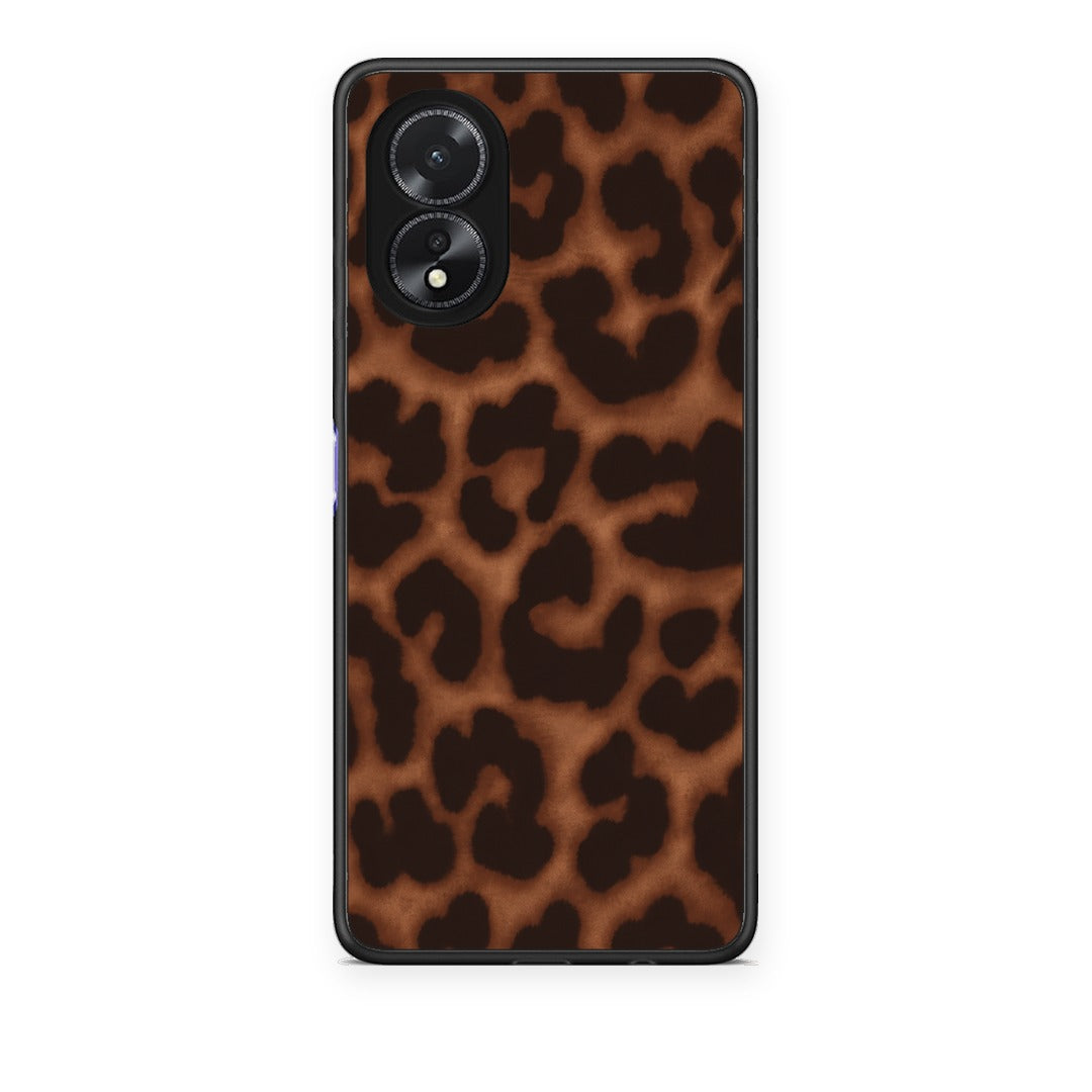 Θήκη Oppo A18 Leopard Print Dark Brown από τη Smartfits με σχέδιο στο πίσω μέρος και μαύρο περίβλημα | Oppo A18 Leopard Print Dark Brown case with colorful back and black bezels