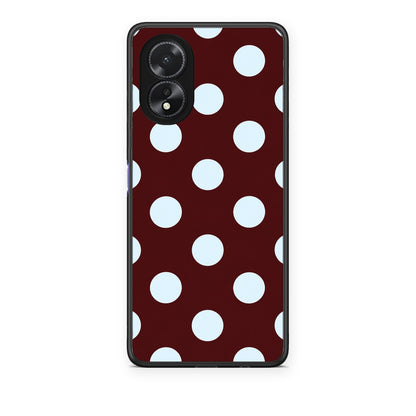 Θήκη Oppo A18 Pale Blue Large Polka Dots on Burgundy από τη Smartfits με σχέδιο στο πίσω μέρος και μαύρο περίβλημα | Oppo A18 Pale Blue Large Polka Dots on Burgundy case with colorful back and black bezels