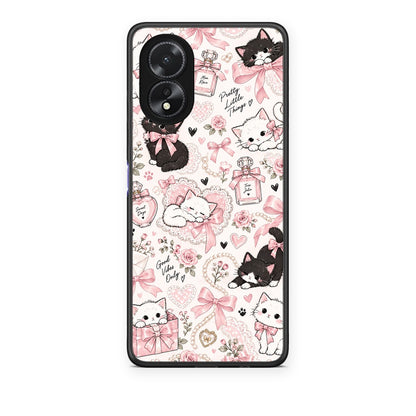 Θήκη Oppo A18 Pink Bows and Kittens Collage από τη Smartfits με σχέδιο στο πίσω μέρος και μαύρο περίβλημα | Oppo A18 Pink Bows and Kittens Collage case with colorful back and black bezels