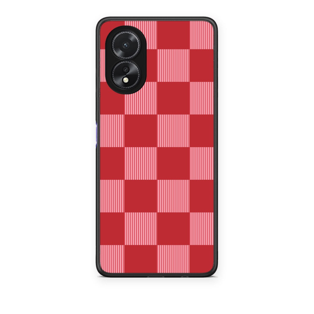 Θήκη Oppo A18 Red and Pink Striped Checks από τη Smartfits με σχέδιο στο πίσω μέρος και μαύρο περίβλημα | Oppo A18 Red and Pink Striped Checks case with colorful back and black bezels