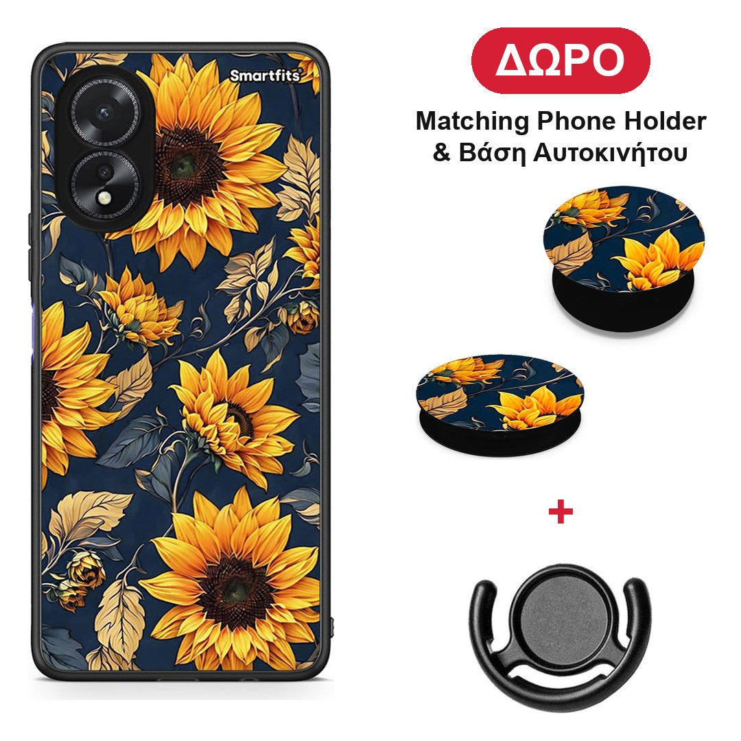 Autumn Sunflowers - Oppo A38 θήκη + Δώρο Phone Holder & Βάση Αυτοκινήτου