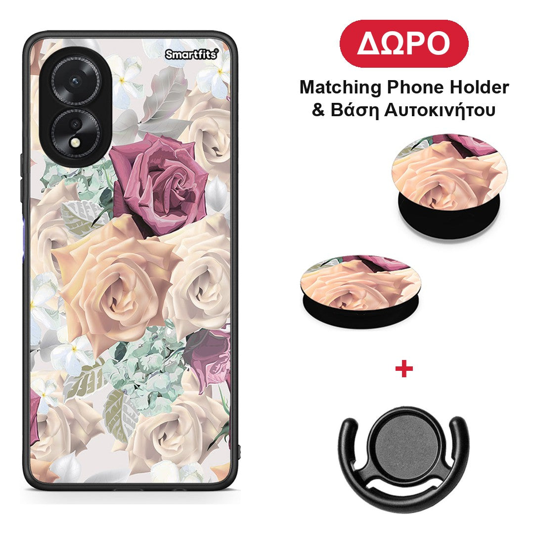 Floral Bouquet - Oppo A38 θήκη + Δώρο Phone Holder & Βάση Αυτοκινήτου