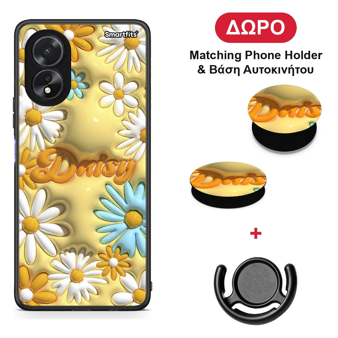 Bubble Daisies - Oppo A38 θήκη + Δώρο Phone Holder & Βάση Αυτοκινήτου