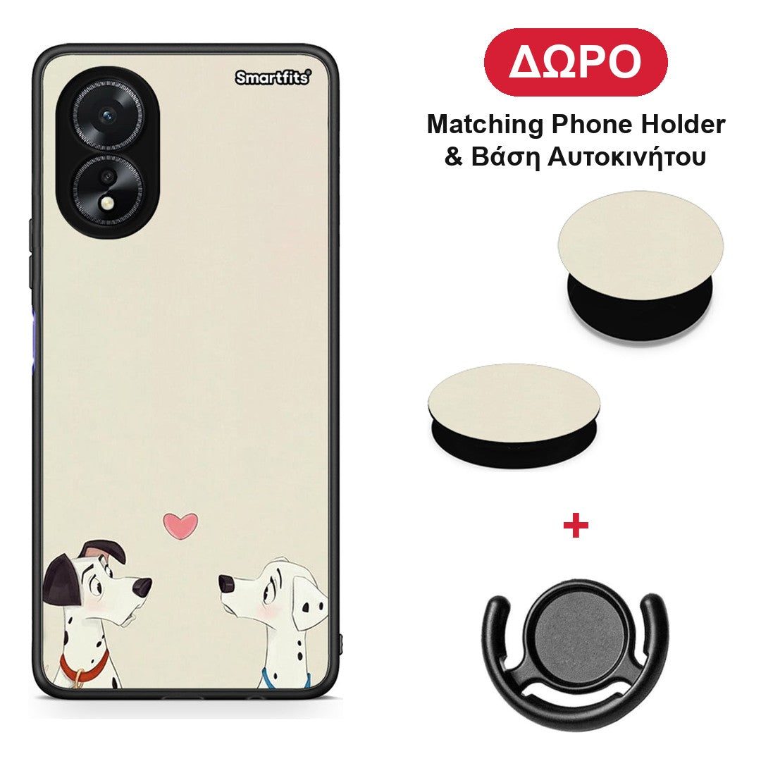 Dalmatians Love - Oppo A38 θήκη + Δώρο Phone Holder & Βάση Αυτοκινήτου