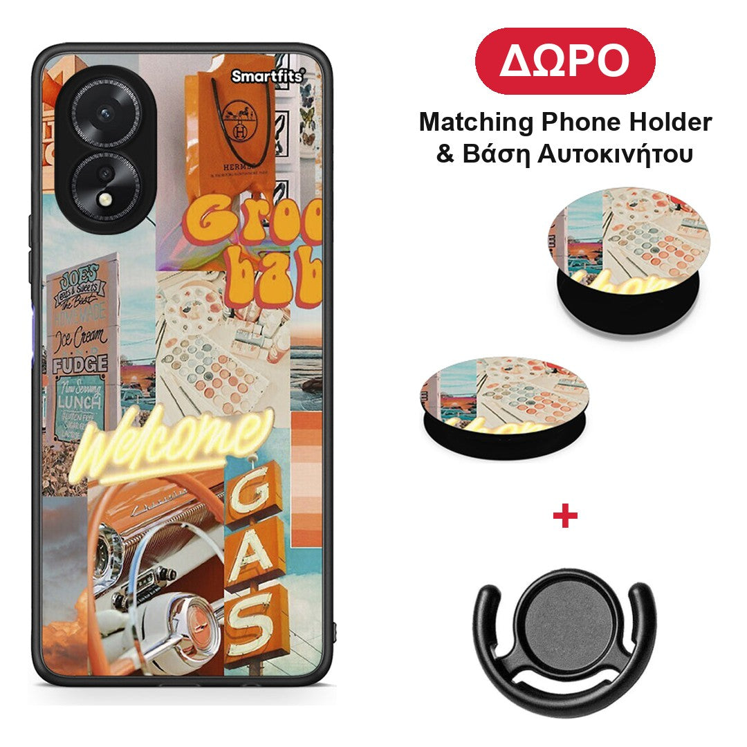 Groovy Babe - Oppo A38 θήκη + Δώρο Phone Holder & Βάση Αυτοκινήτου