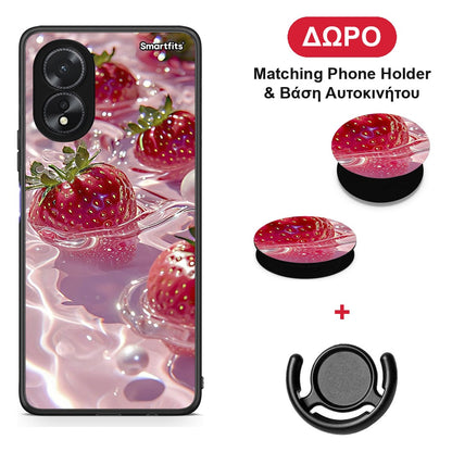 Juicy Strawberries - Oppo A38 θήκη + Δώρο Phone Holder & Βάση Αυτοκινήτου