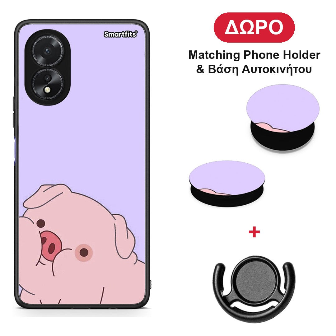 Pig Love 2 - Oppo A38 θήκη + Δώρο Phone Holder & Βάση Αυτοκινήτου