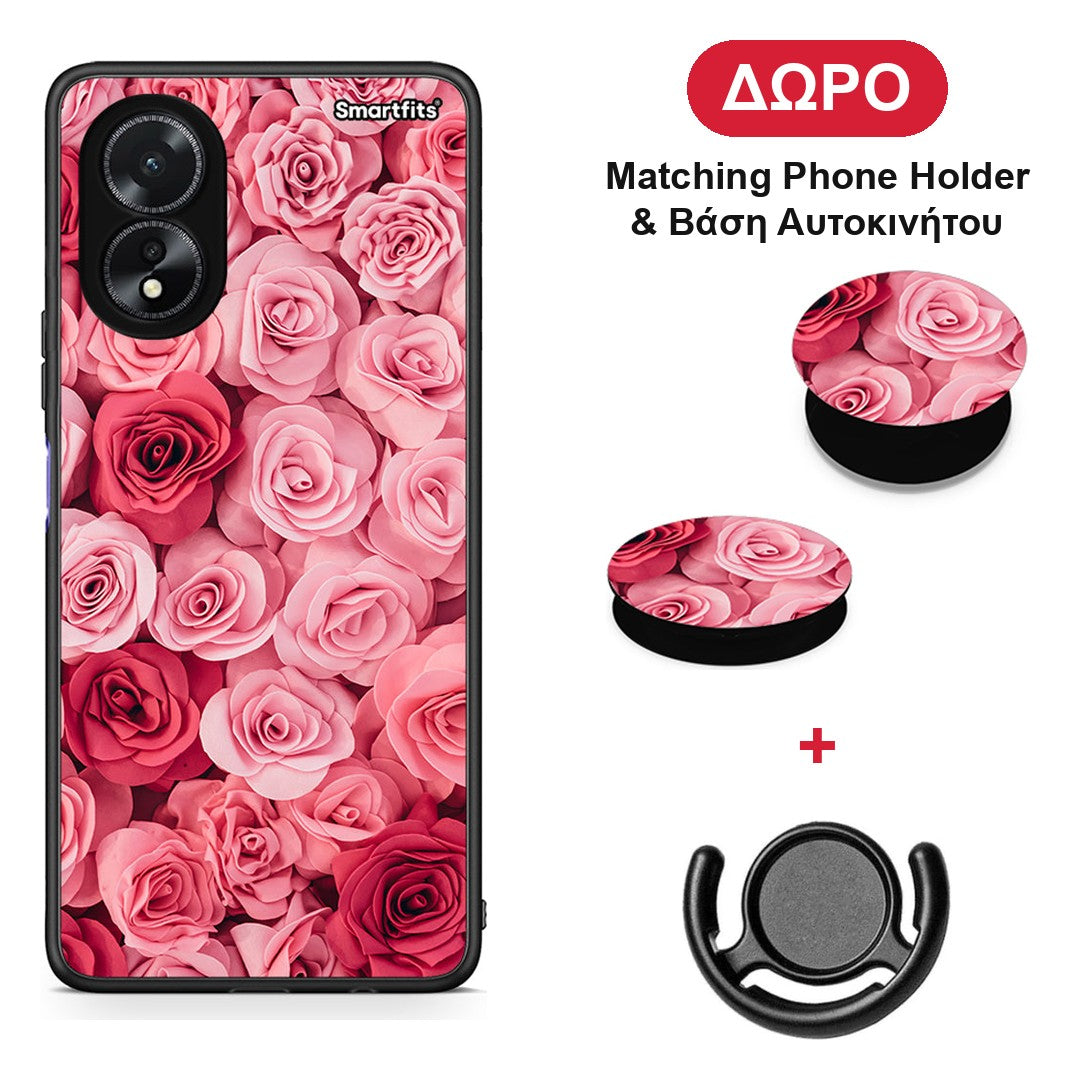 Valentine RoseGarden - Oppo A38 θήκη + Δώρο Phone Holder & Βάση Αυτοκινήτου