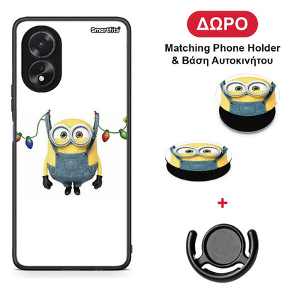 Xmas Minion Lights - Oppo A38 θήκη + Δώρο Phone Holder & Βάση Αυτοκινήτου