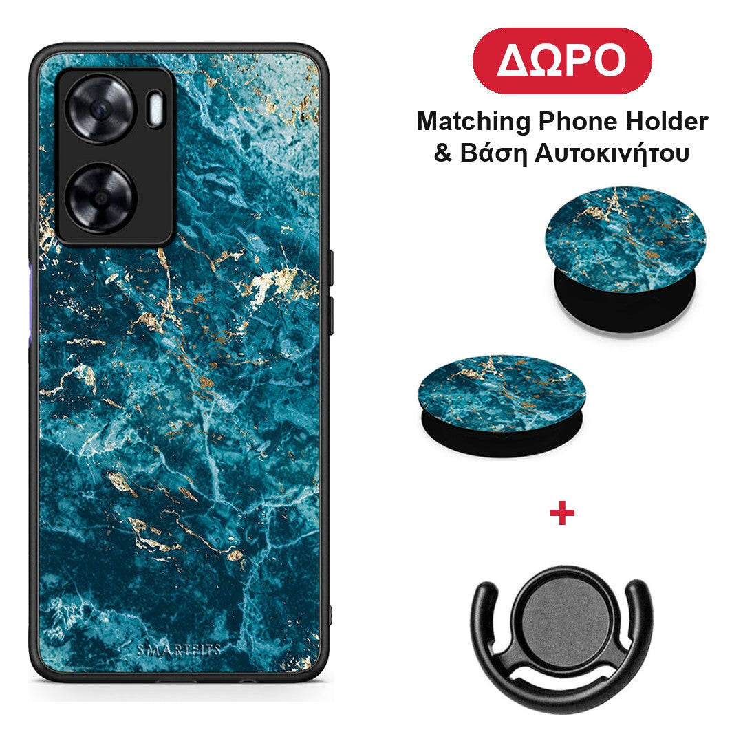 Marble Blue - Oppo A57s / A77s / A77 θήκη + Δώρο Phone Holder & Βάση Αυτοκινήτου