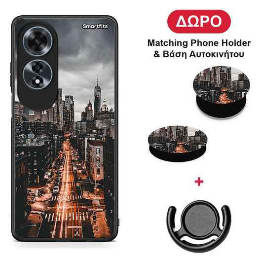 City Lights - Oppo A60 4G θήκη + Δώρο Phone Holder & Βάση Αυτοκινήτου