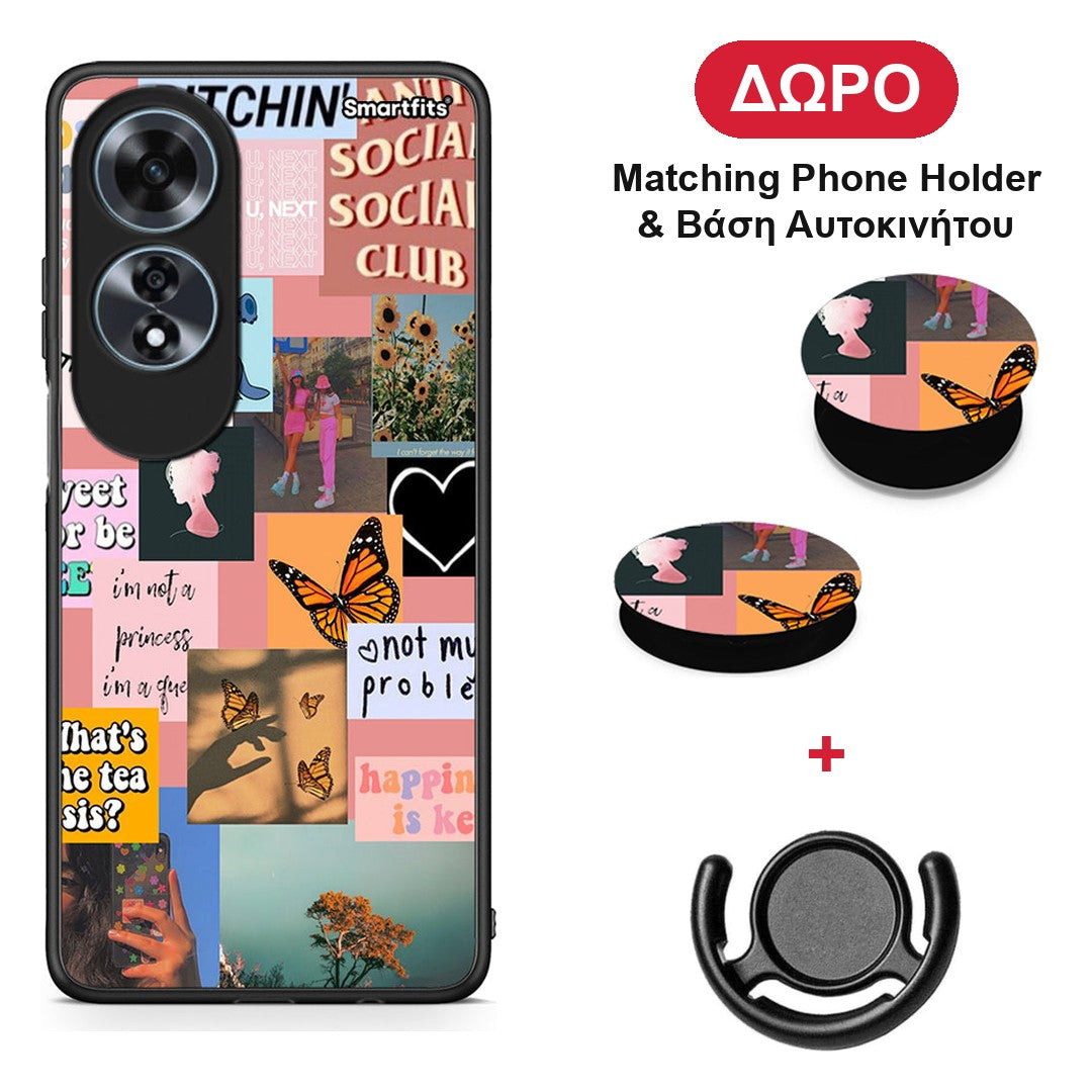 Collage Bitchin - Oppo A60 4G θήκη + Δώρο Phone Holder & Βάση Αυτοκινήτου