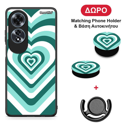 Green Hearts - Oppo A60 4G θήκη + Δώρο Phone Holder & Βάση Αυτοκινήτου