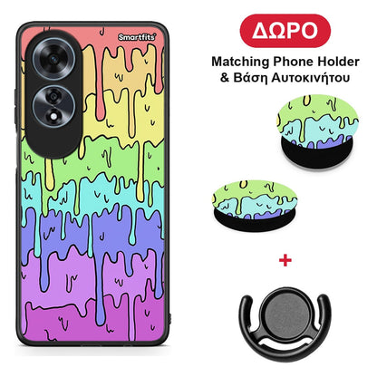 Melting Rainbow - Oppo A60 4G θήκη + Δώρο Phone Holder & Βάση Αυτοκινήτου