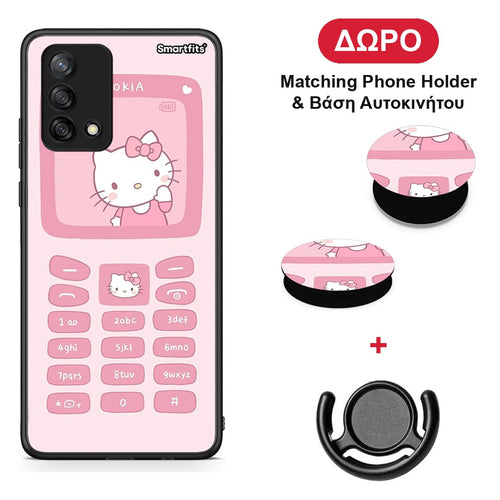 Hello Kitten - Oppo A74 4G θήκη + Δώρο Phone Holder & Βάση Αυτοκινήτου