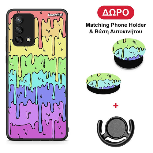 Melting Rainbow - Oppo A74 4G θήκη + Δώρο Phone Holder & Βάση Αυτοκινήτου