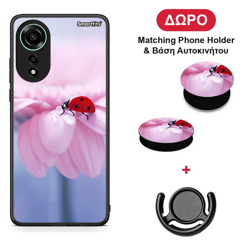 Ladybug Flower - Oppo A78 4G θήκη + Δώρο Phone Holder & Βάση Αυτοκινήτου