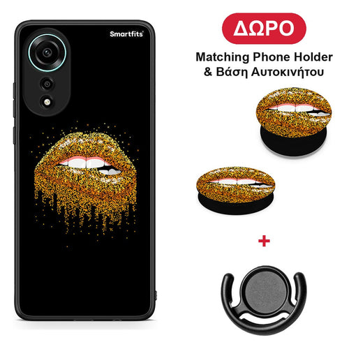 Valentine Golden - Oppo A78 4G θήκη + Δώρο Phone Holder & Βάση Αυτοκινήτου