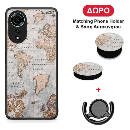 World Map - Oppo A78 4G θήκη + Δώρο Phone Holder & Βάση Αυτοκινήτου