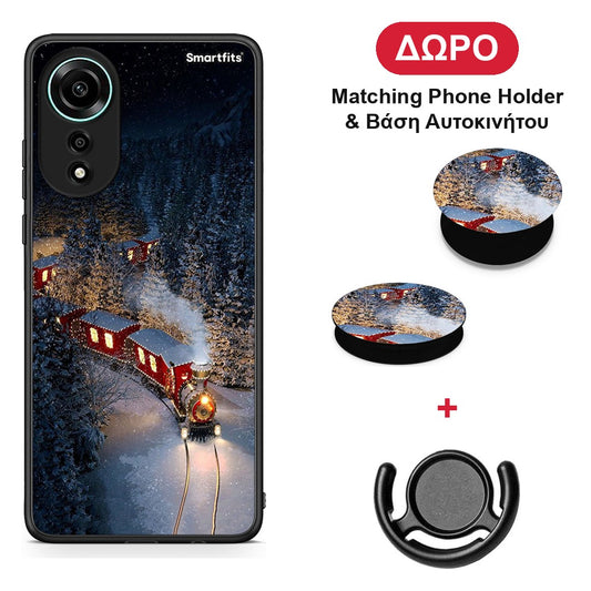 Xmas Train - Oppo A78 4G θήκη + Δώρο Phone Holder & Βάση Αυτοκινήτου