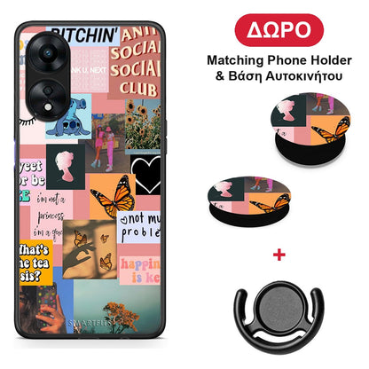 Collage Bitchin - Oppo A78 5G θήκη + Δώρο Phone Holder & Βάση Αυτοκινήτου