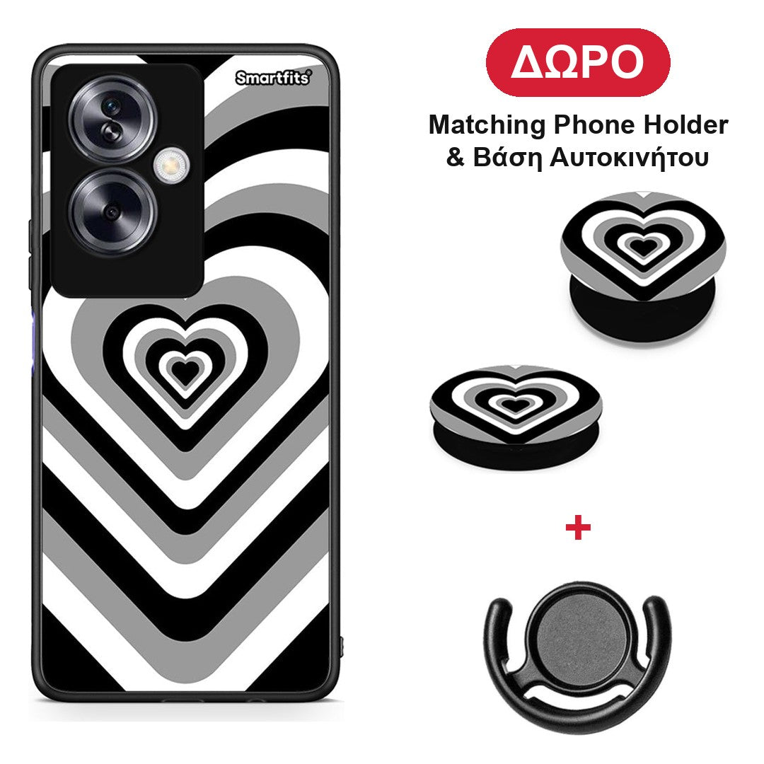 Black Hearts - Oppo A79 / A2 θήκη + Δώρο Phone Holder & Βάση Αυτοκινήτου