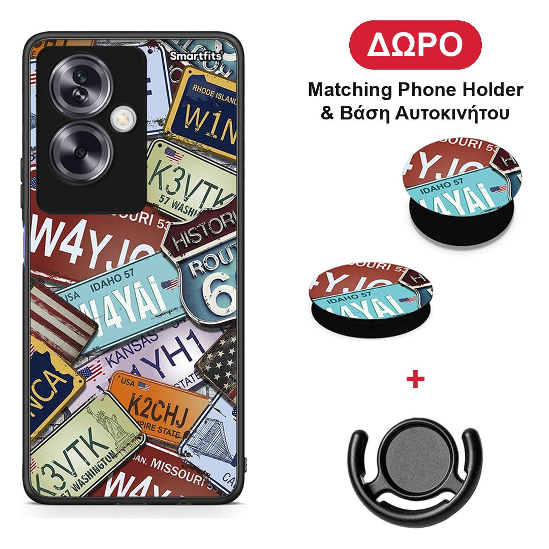Car Plates - Oppo A79 / A2 θήκη + Δώρο Phone Holder & Βάση Αυτοκινήτου