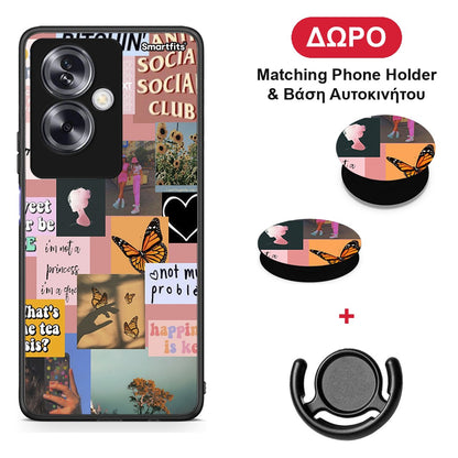 Collage Bitchin - Oppo A79 / A2 θήκη + Δώρο Phone Holder & Βάση Αυτοκινήτου