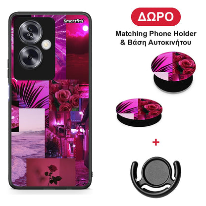 Collage Red Roses - Oppo A79 / A2 θήκη + Δώρο Phone Holder & Βάση Αυτοκινήτου