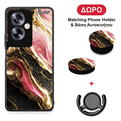 Glamorous Pink Marble - Oppo A79 / A2 θήκη + Δώρο Phone Holder & Βάση Αυτοκινήτου